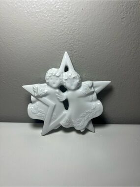 VTG Haviland 1988 Angels with Star Christmas Ornament Porcelain